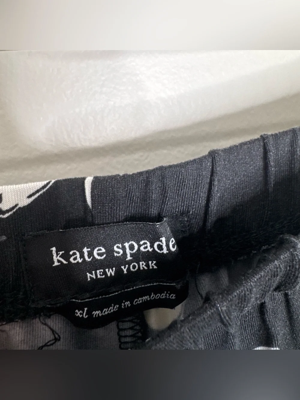 Kate Spade Black and White Bow Printed Button Up Pajama Set Wide Leg Size XL